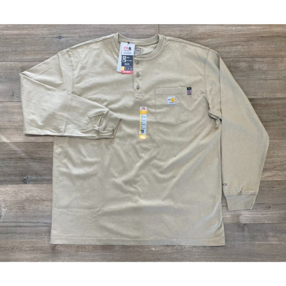 Carhartt Force FR Mens XL Desert Tan Flame Resistant Long Sleeve Cat2 Pocket